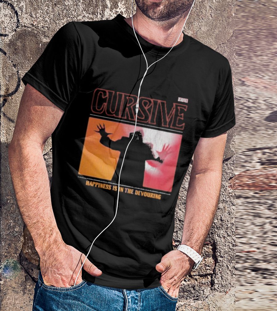 Cursive Happiness Is In The Devouring Silhouette And Vibrant Gradient T-Shirt