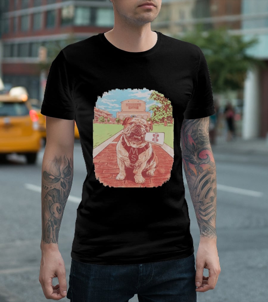 Mississippi State Bulldogs Bully Cowbell Stadium Scene T-Shirt