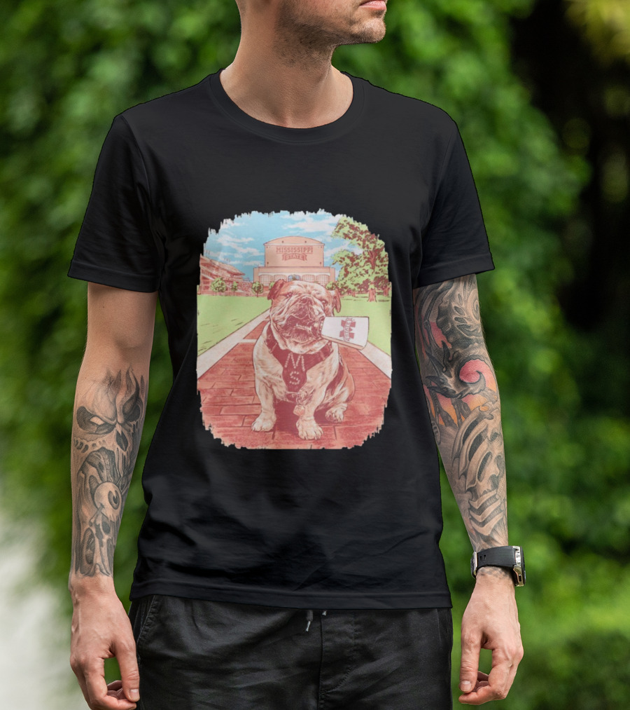 Mississippi State Bulldogs Bully Cowbell Stadium Scene T-Shirt