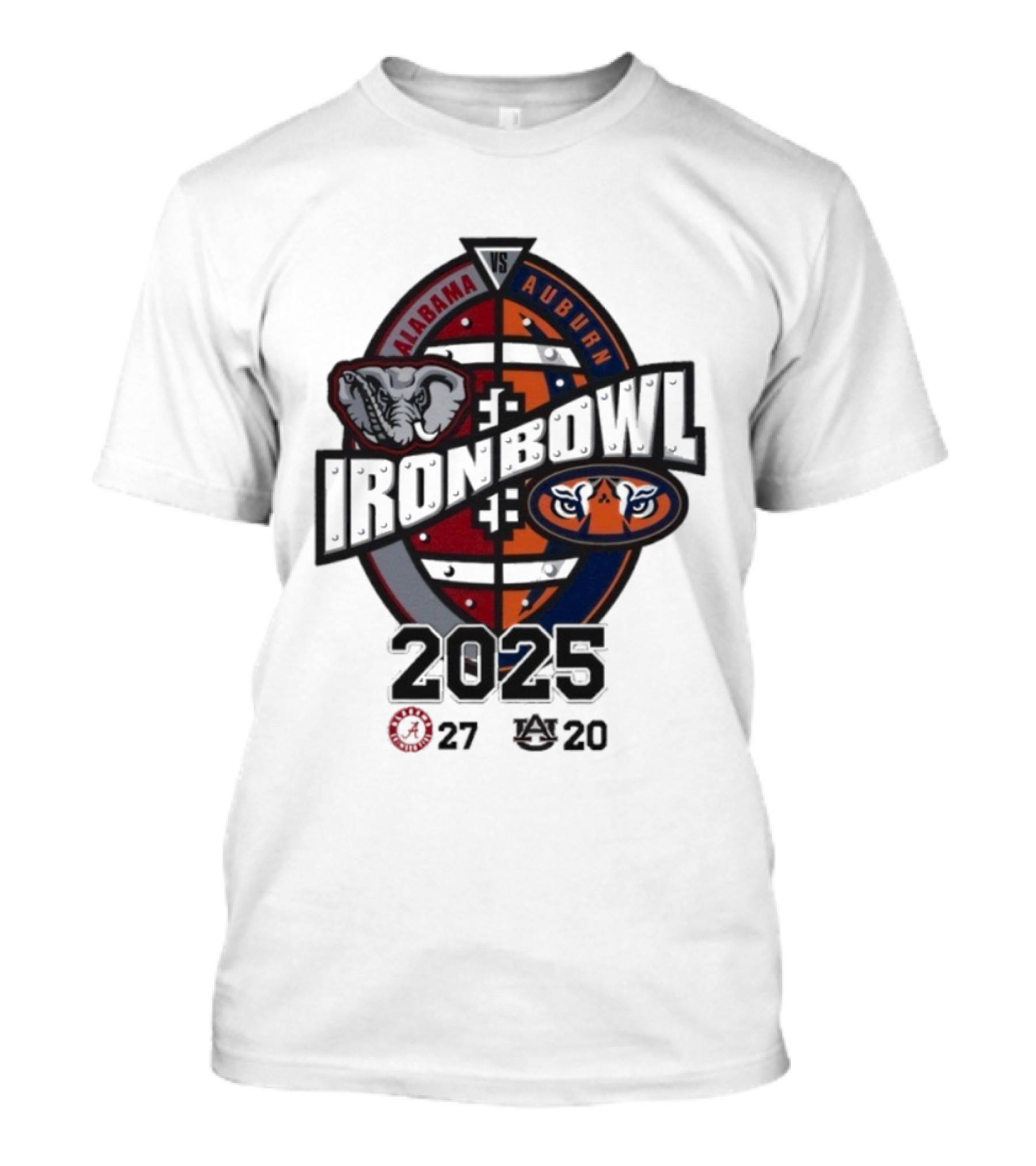 Alabama Vs Auburn Iron Bowl 2025 Football Rivalry Score 27-20 T-Shirt