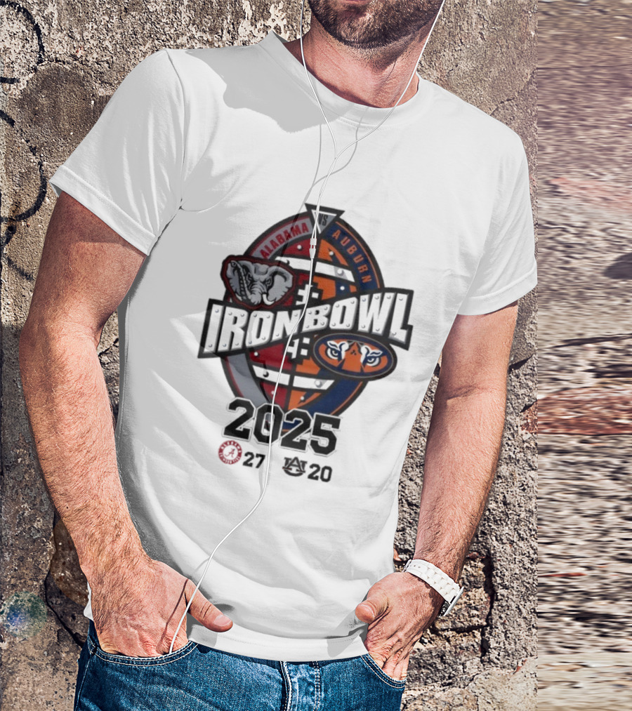 Alabama Vs Auburn Iron Bowl 2025 Football Rivalry Score 27-20 T-Shirt