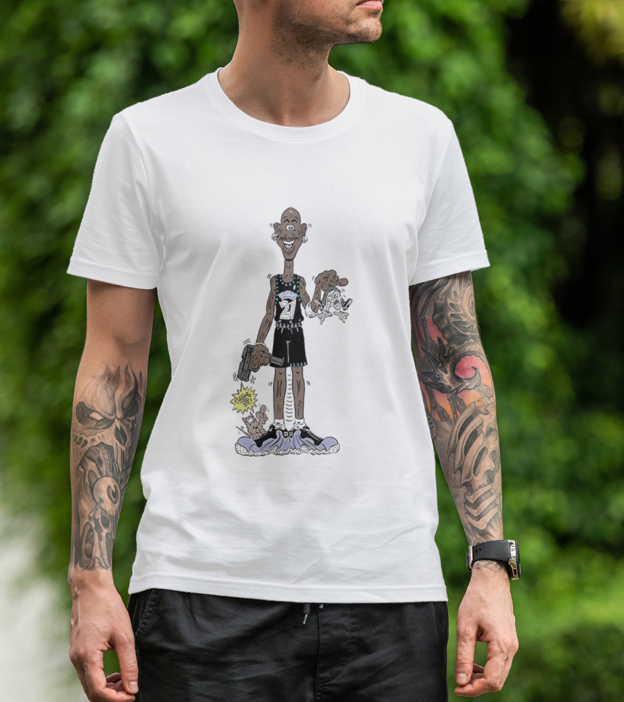 Latrell Sprewell NBA Number 21 Caricature Holding Hammer Minnesota Basketball T-Shirt