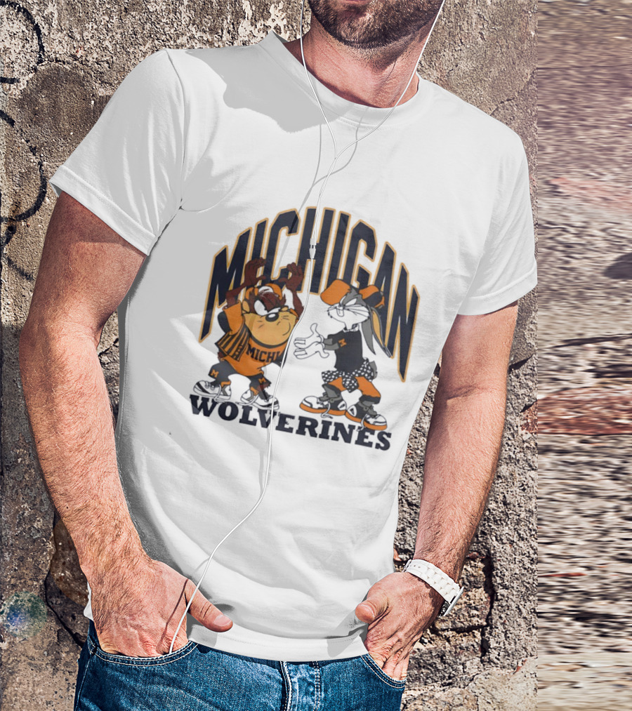 Michigan Wolverines Basketball Tasmanian Devil Bugs Bunny Crossover T-Shirt