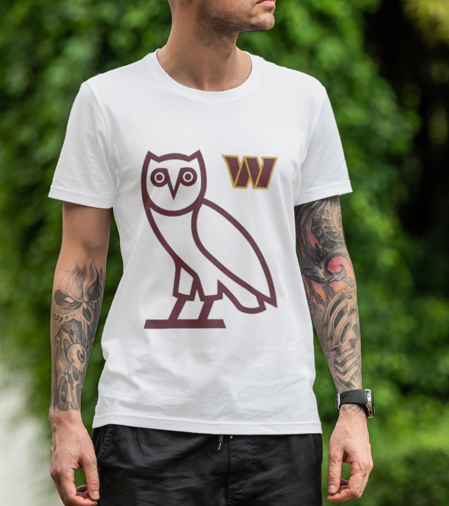 Washington Commanders OVO NFL Collaboration Owl W Logo T-Shirt