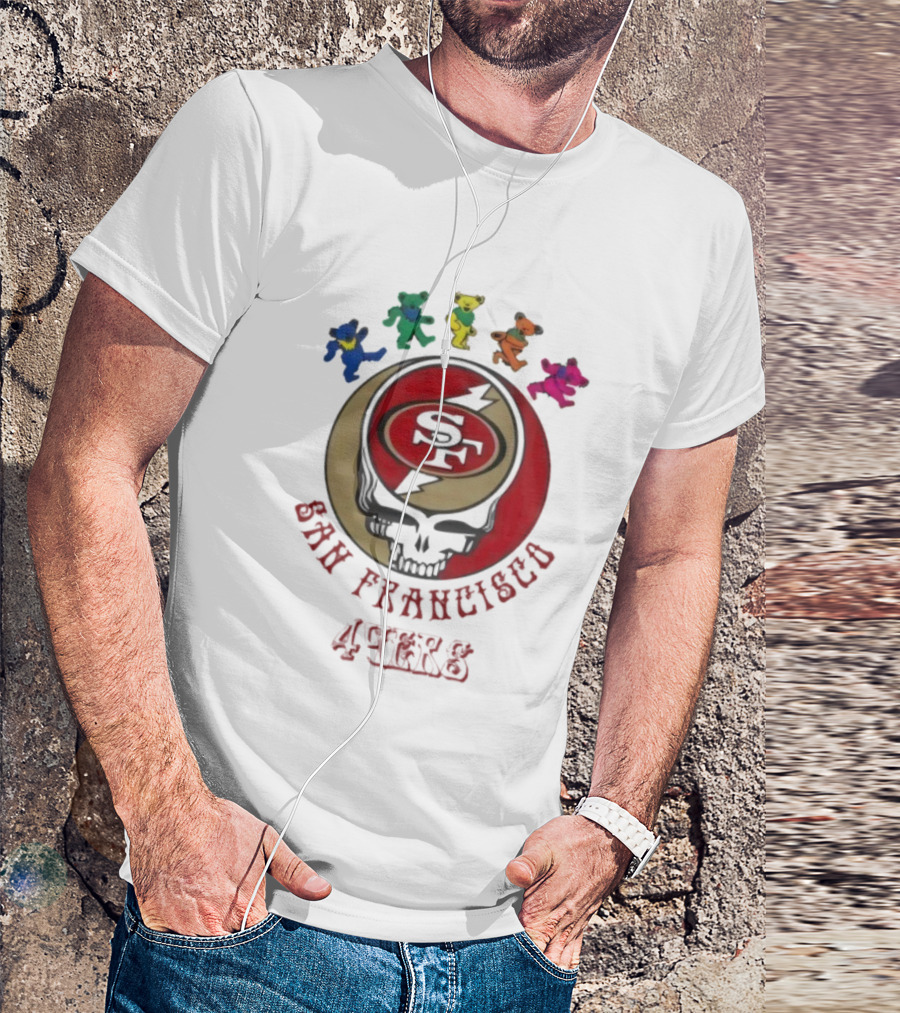San Francisco 49ers Grateful Dead Dancing Bears Skull Collaboration T-Shirt