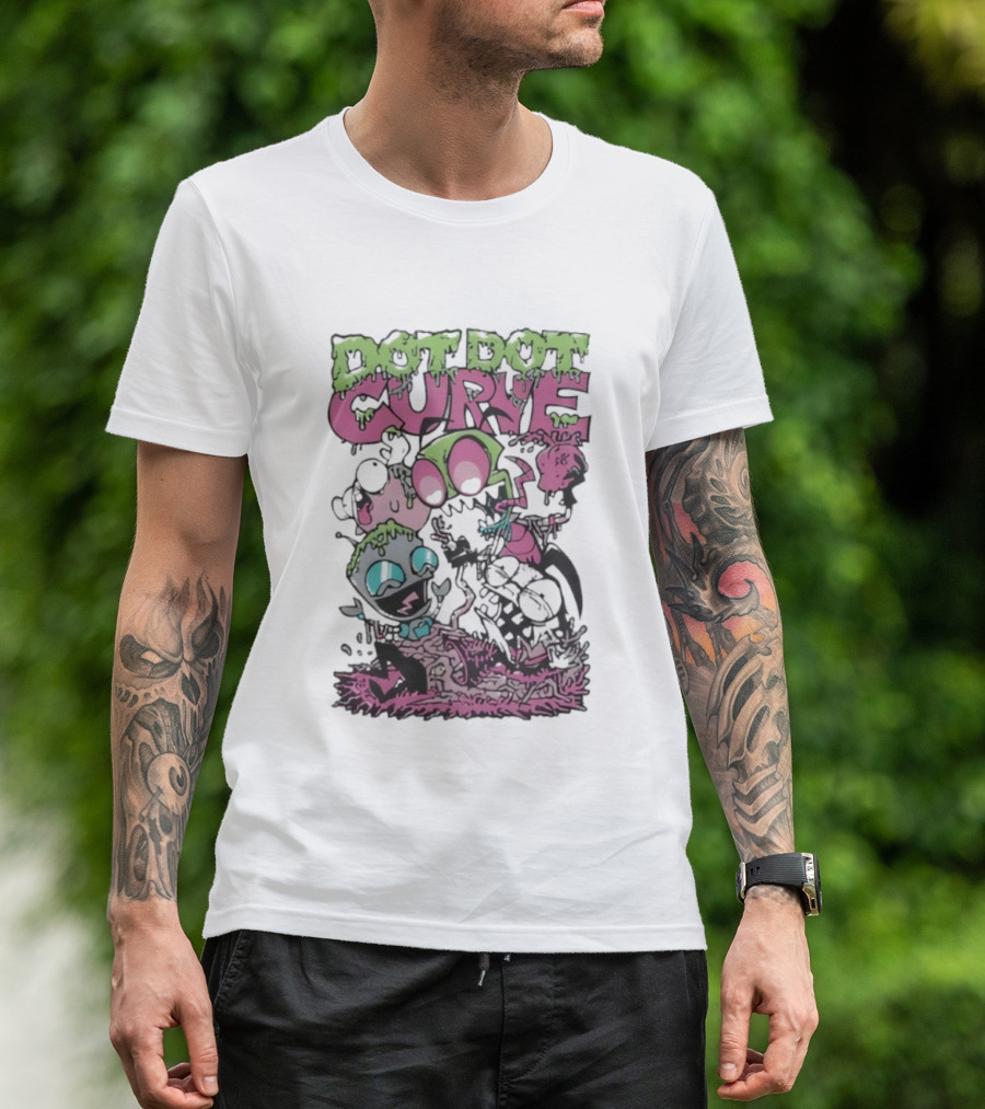 Dot Dot Curve Scene The Fuck Up Reptilian Zombie Cartoon Duo T-Shirt
