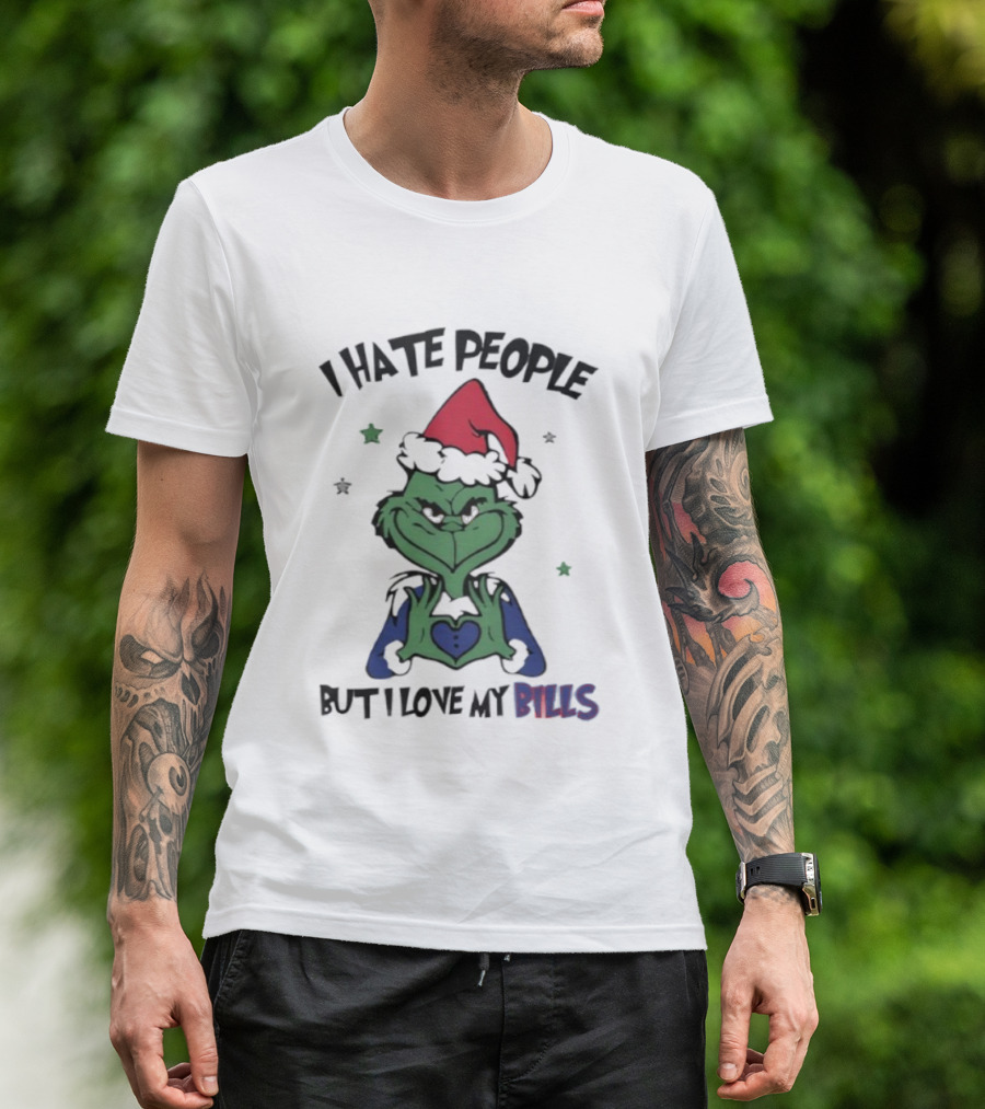 I Hate People But I Love My Bills Grinch Buffalo Football Fan T-Shirt