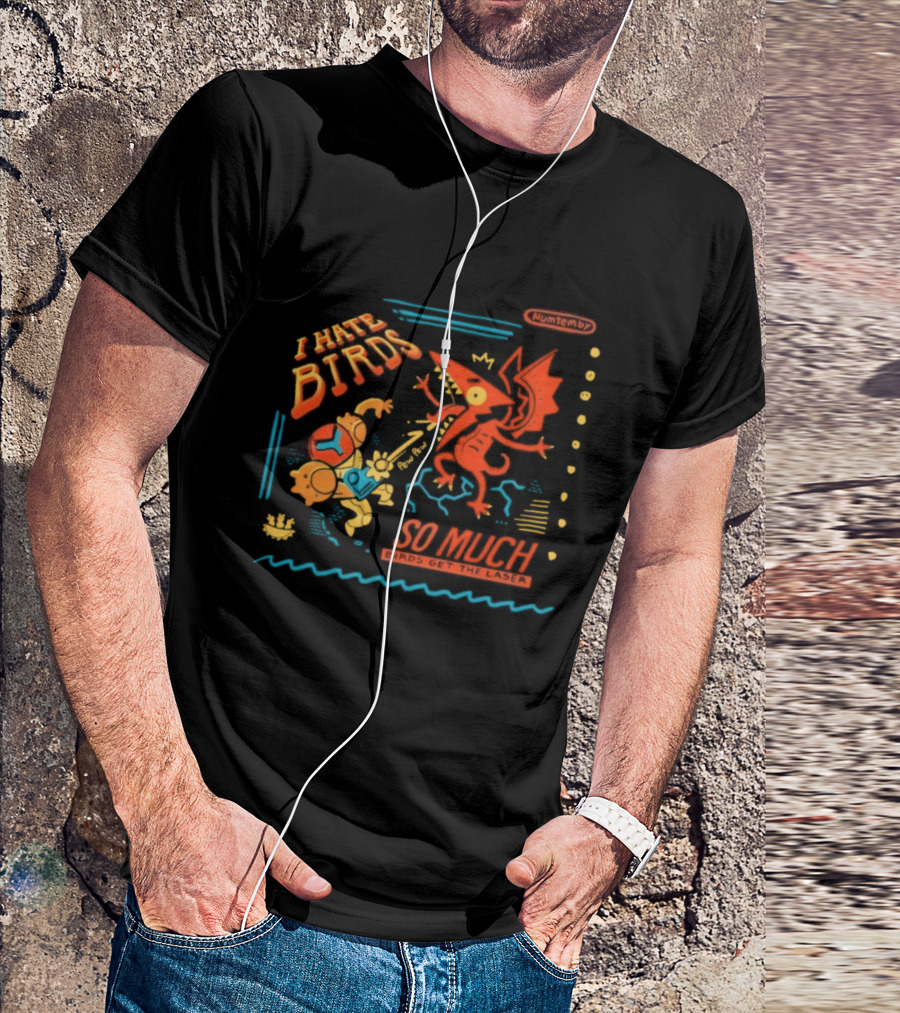 Numtemby I Hate Birds So Much Retro Cartoon Showdown Birds Get The Laser T-Shirt