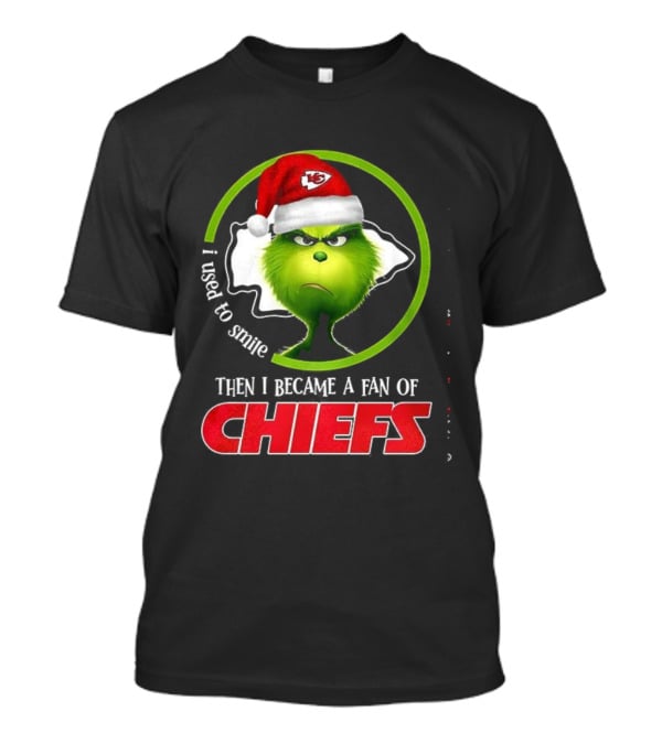 Grinch I Used To Smile Then I Became A Fan Of Chiefs Santa Hat T-Shirt