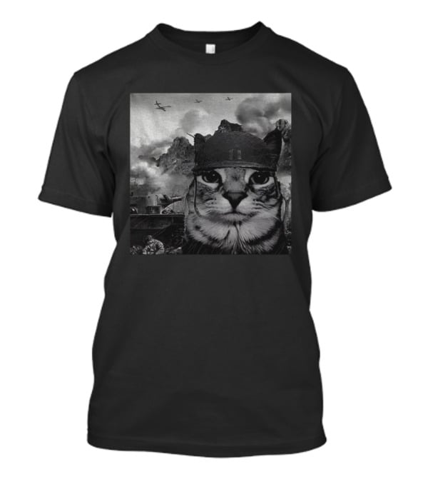 War Cat Kitten Soldier Military Battlefield Meme T-Shirt
