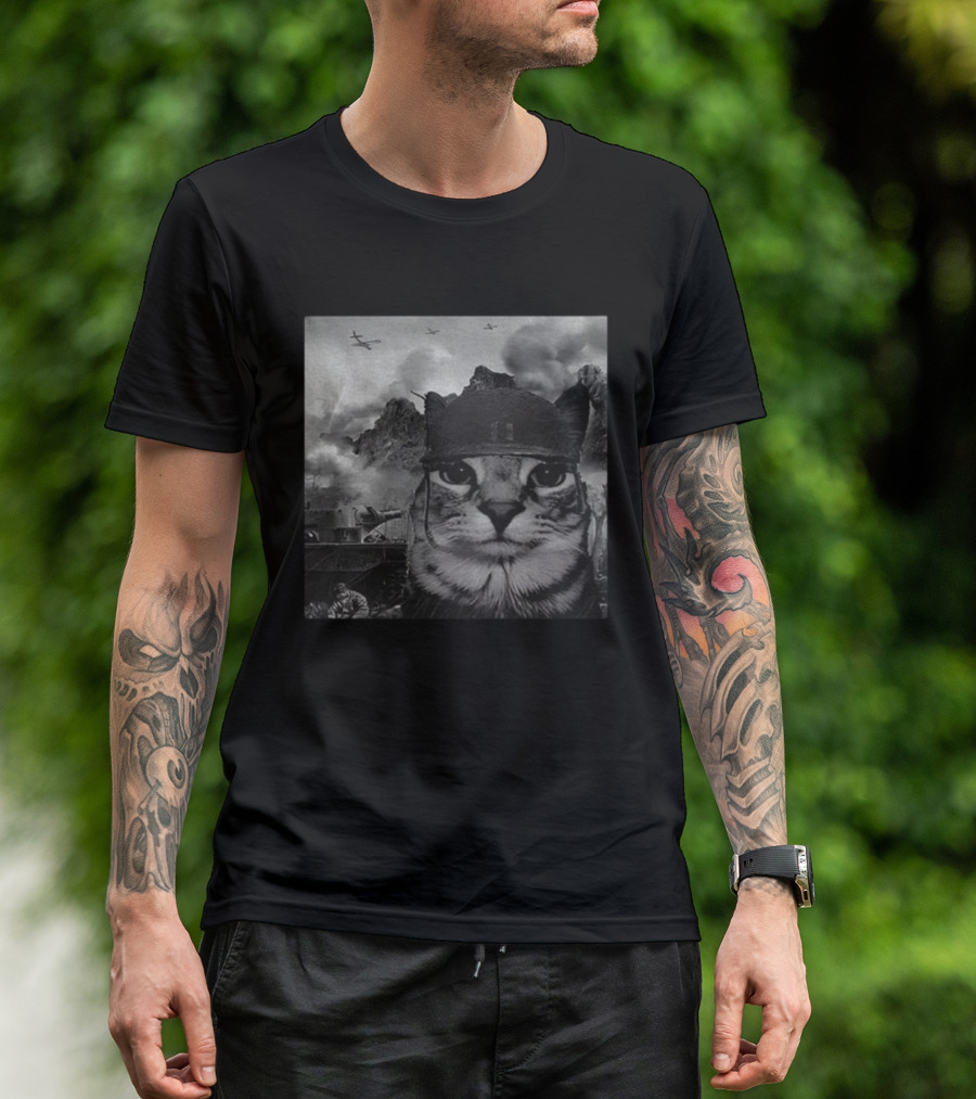 War Cat Kitten Soldier Military Battlefield Meme T-Shirt