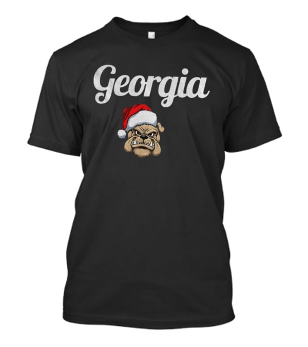 Georgia Christmas UGA Bulldog Santa Hat Mascot T-Shirt