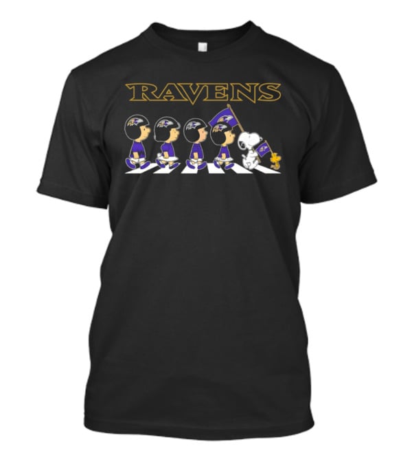 Ravens Peanuts Snoopy Abbey Road Football Crossover T-Shirt