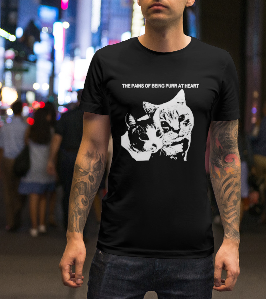 Cat The Pains Of Being Purr At Heart Dual Cat Faces T-Shirt