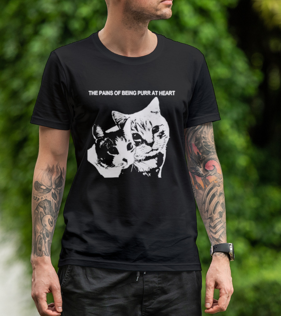 Cat The Pains Of Being Purr At Heart Dual Cat Faces T-Shirt