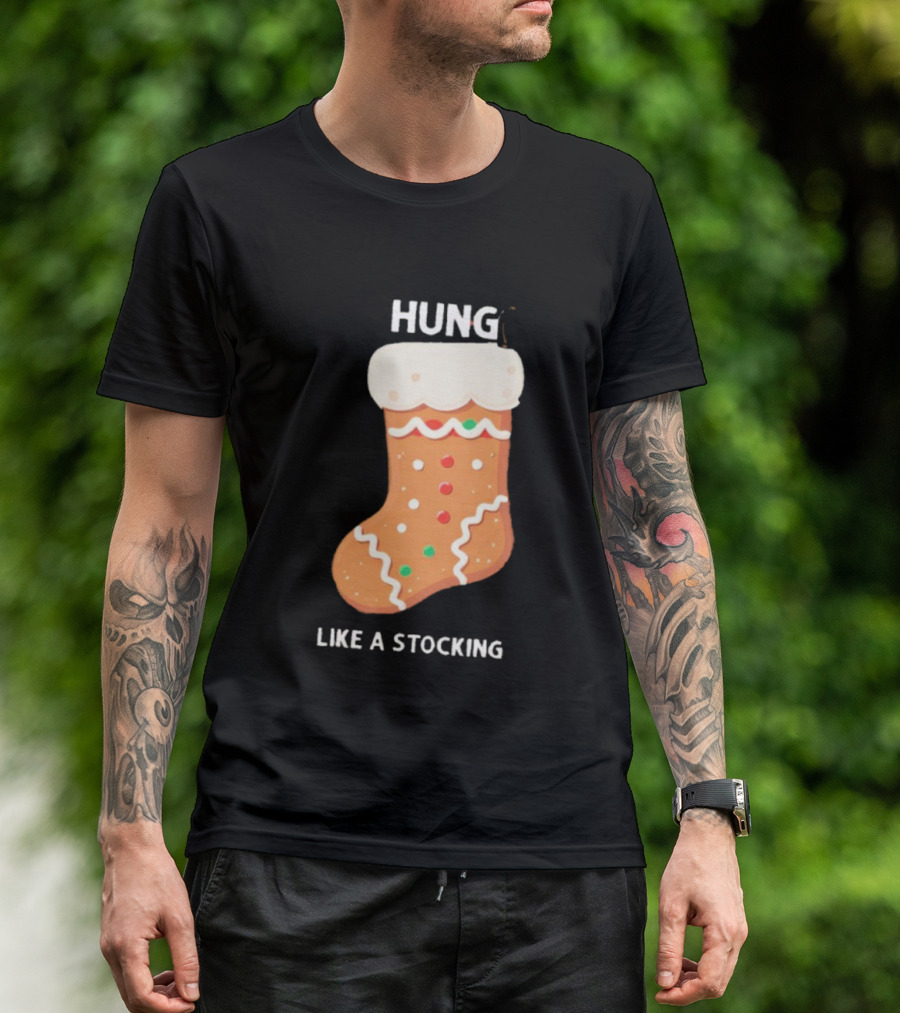 Hung Like A Stocking Gingerbread Christmas T-Shirt