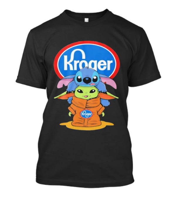 Kroger Baby Stitch And Baby Yoda Fun Illustration T-Shirt