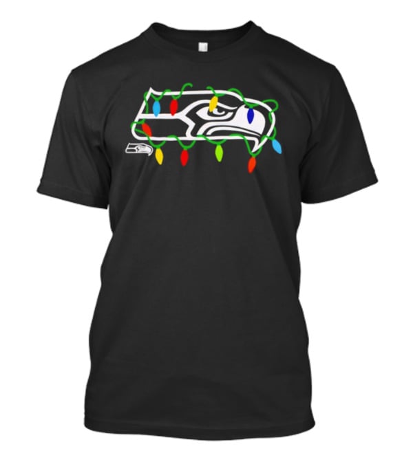 Seattle Seahawks Christmas Festive Lights Football Team Holiday Decor T-Shirt