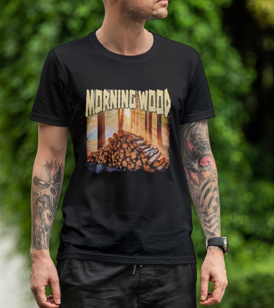 Morning Wood Lumber Stack Forest Sunrise T-Shirt