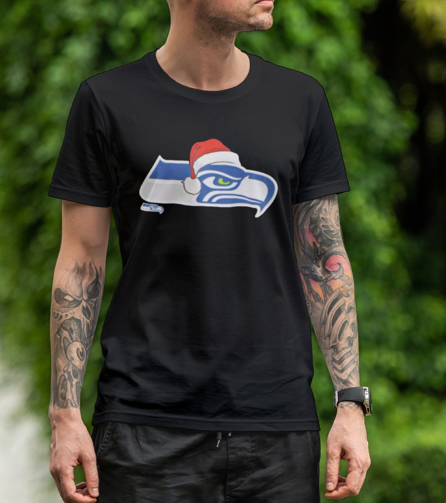 Seattle Seahawks Santa Hat Christmas Team Spirit T-Shirt