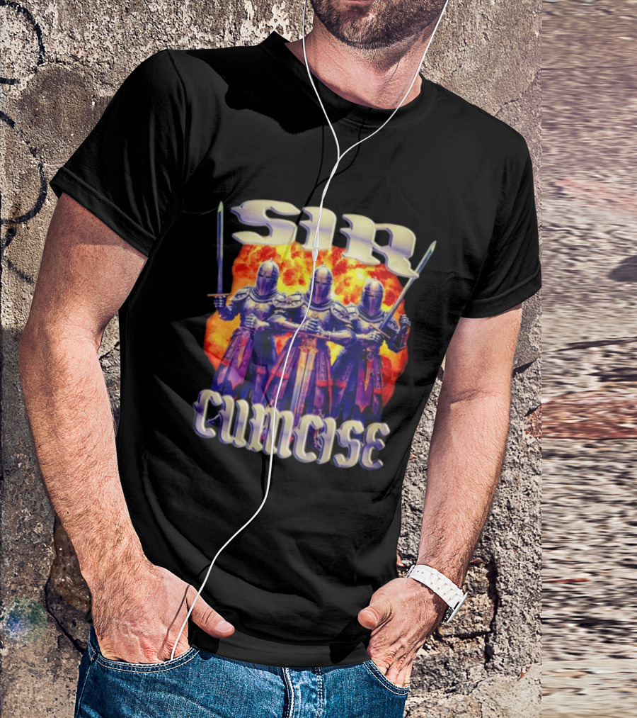 Sir Cumcise Knights Fire Background T-Shirt