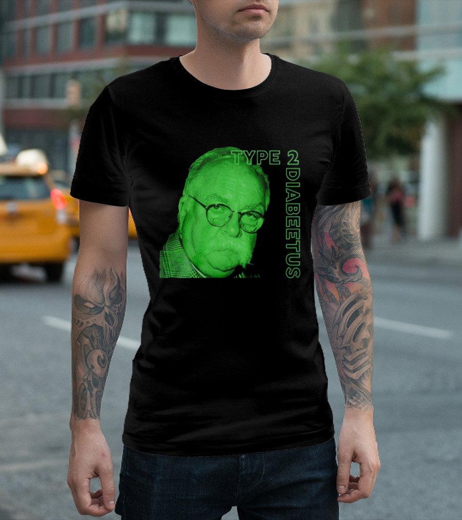 Type 2 Diabetes Wilford Brimley Green Portrait T-Shirt