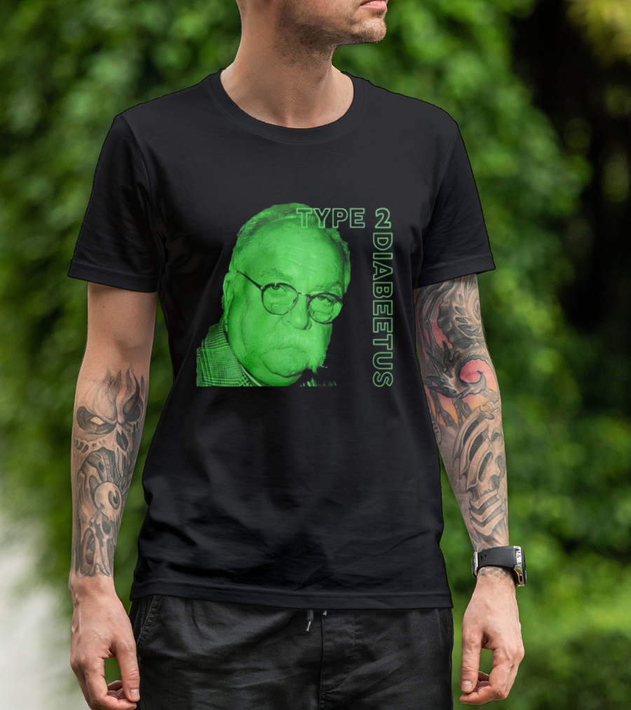 Type 2 Diabetes Wilford Brimley Green Portrait T-Shirt