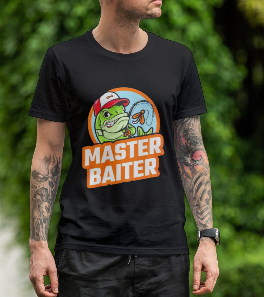 Master Baiter Fish Cartoon Fishing Humor T-Shirt