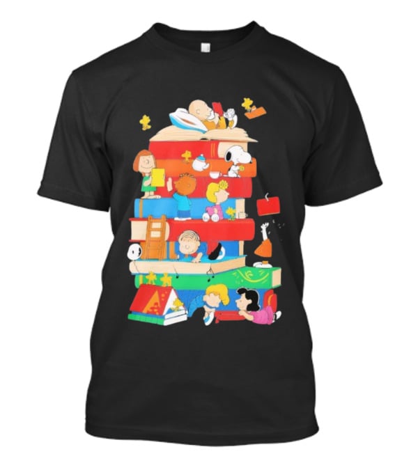 Snoopy Friends Peanuts Book Stack Reading Adventure T-Shirt