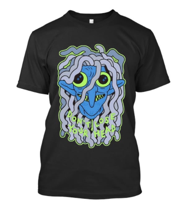 Head Lopper Don’t Lose Your Head Blue Monster Face Bright Green Eyes T-Shirt