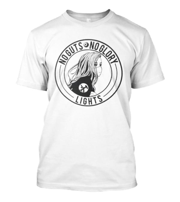 Lights No Guts No Glory Circle Skull Warrior T-Shirt