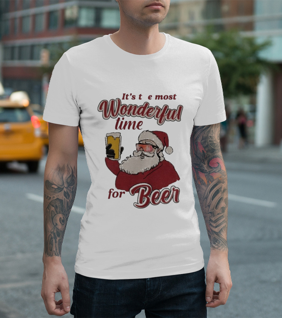 It's the Most Wonderful Time for Beer Christmas Santa T-Shirt