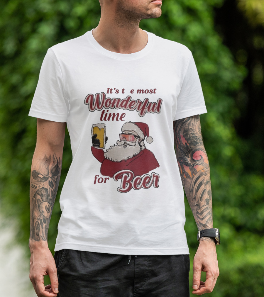 It's The Most Wonderful Time For Beer Christmas Santa T-Shirt