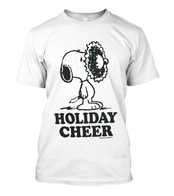 Snoopy Christmas Wreath HOLIDAY CHEER Peanuts Holiday T-Shirt