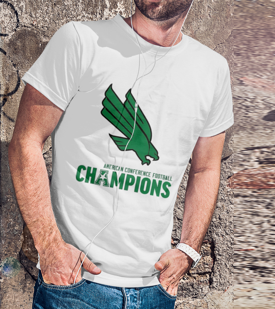 UNT Football 2025 American Conference Champions Green Eagle Celebration T-Shirt