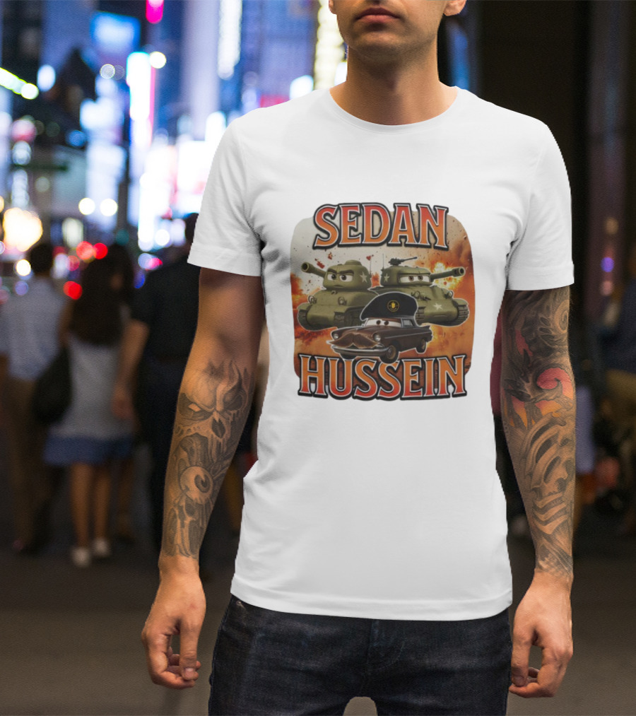 SEDAN HUSSEIN Tanks Explosive Cartoon Style T-Shirt