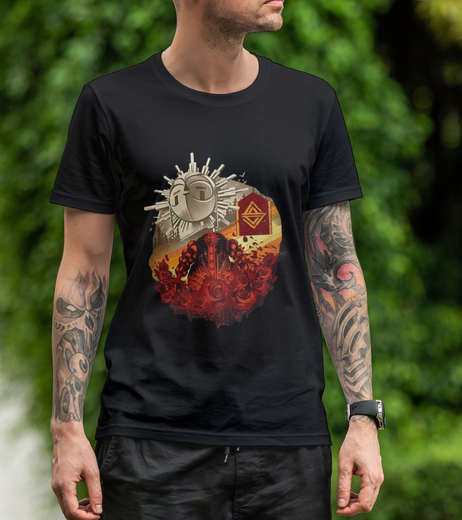 Clair Obscur Expedition 33 Sunburst Symbol Esquie Roses T-Shirt
