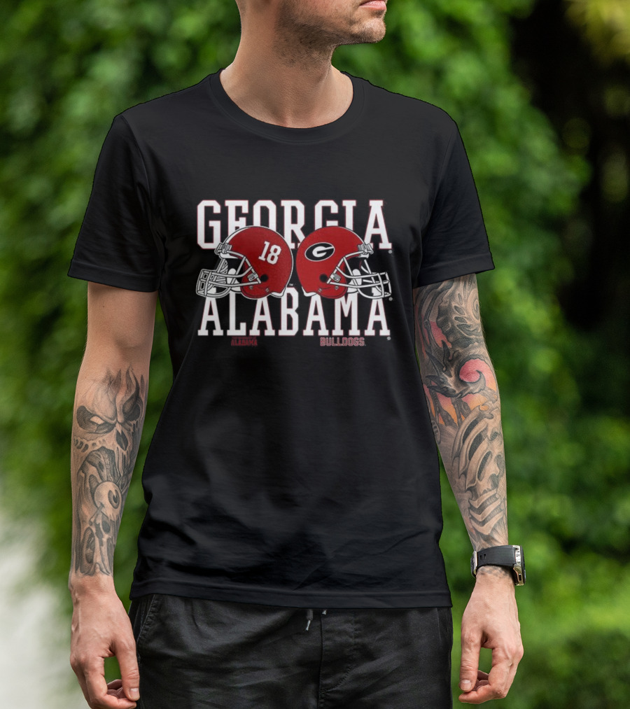 Georgia Bulldogs Alabama Crimson Tide 18 Football Helmets T-Shirt