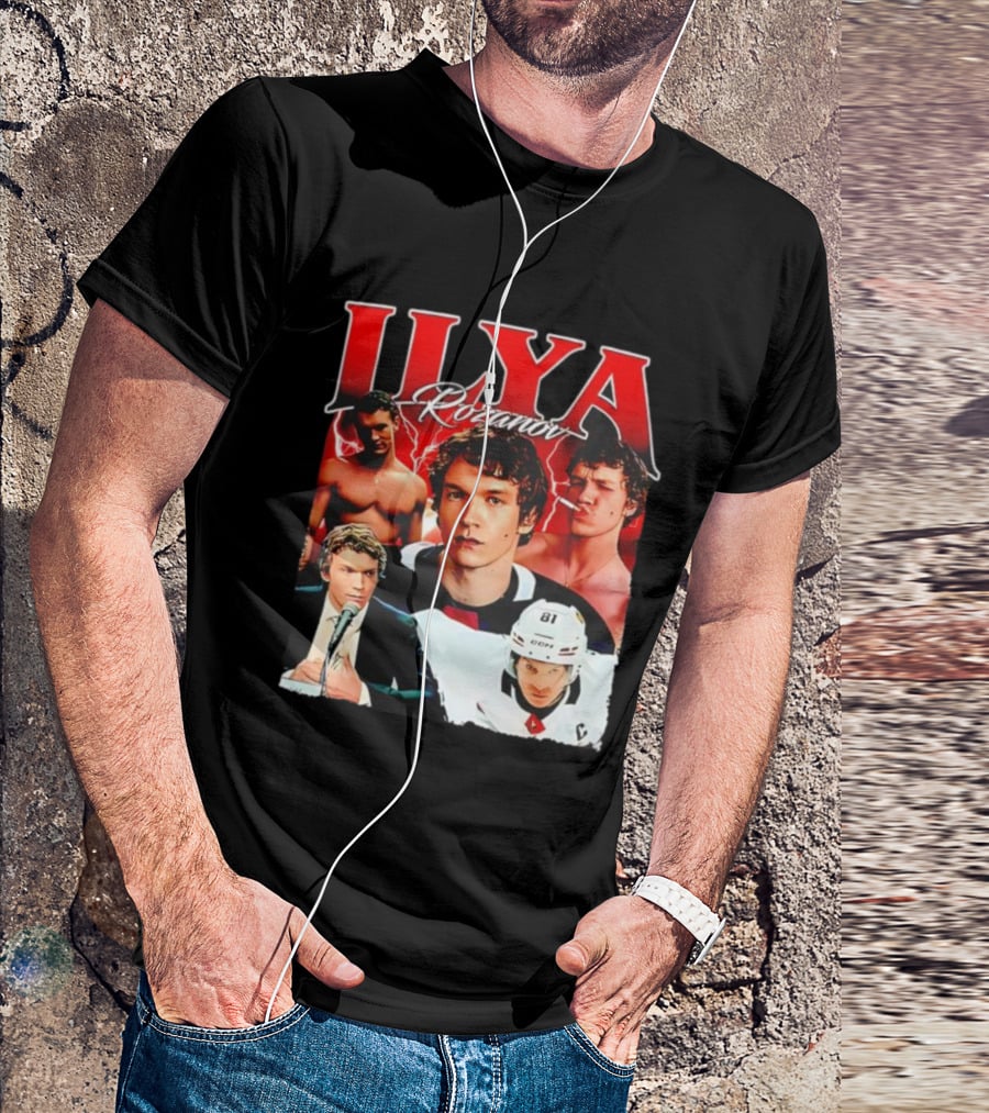 Ilya Rozanov Hockey Collage Retro Style T-Shirt
