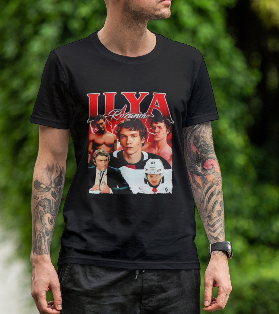 Ilya Rozanov Hockey Collage Retro Style T-Shirt