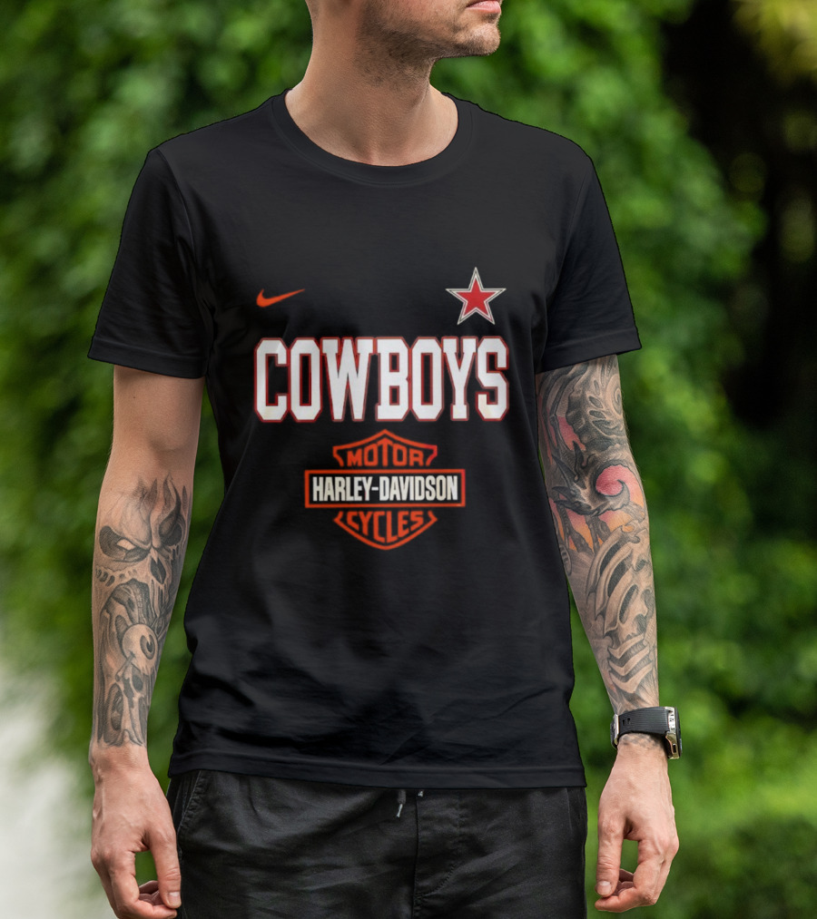 Cowboys Harley Davidson Motor Cycles Nike Star T-Shirt