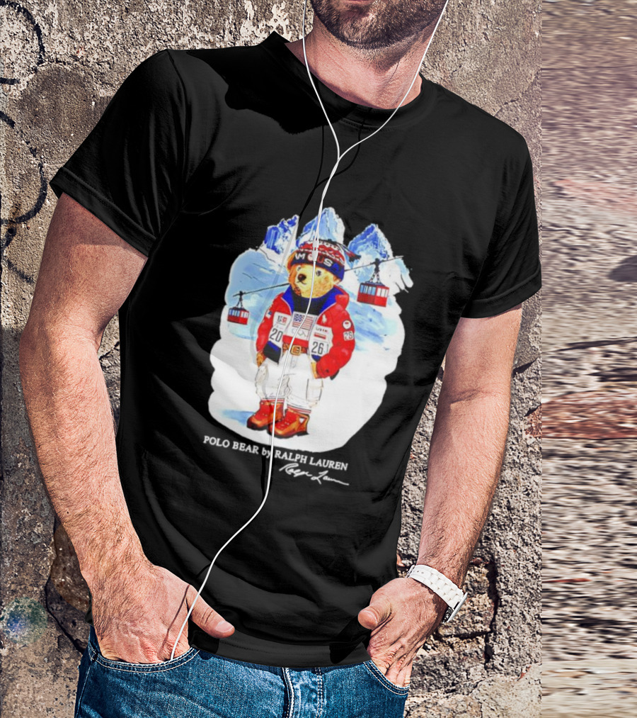 Polo Bear Ralph Lauren Team USA Olympics Winter Ski Mountain Adventure T-Shirt