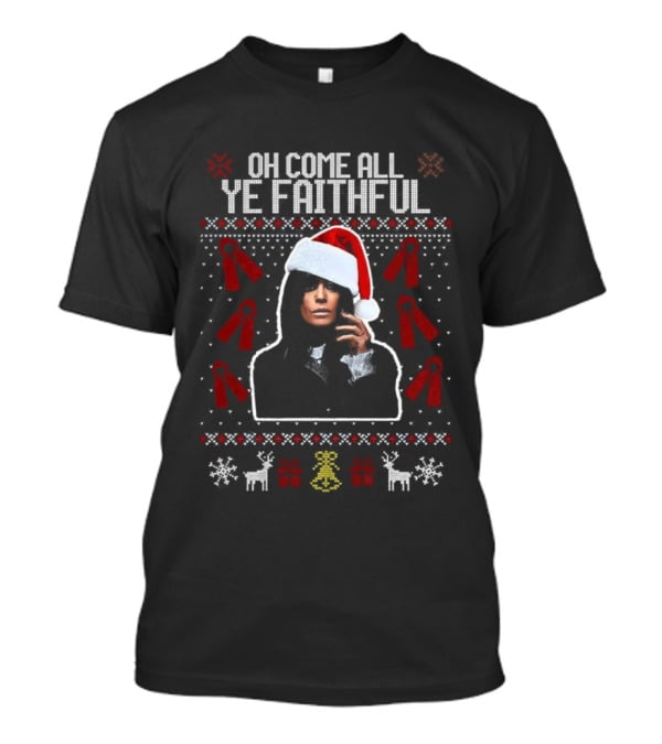 Oh Come All Ye Faithful Claudia Winkleman Santa Ugly Christmas T-Shirt