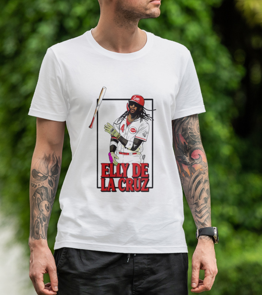 Elly De La Cruz Cincinnati Reds Baseball Player Bat Flip T-Shirt