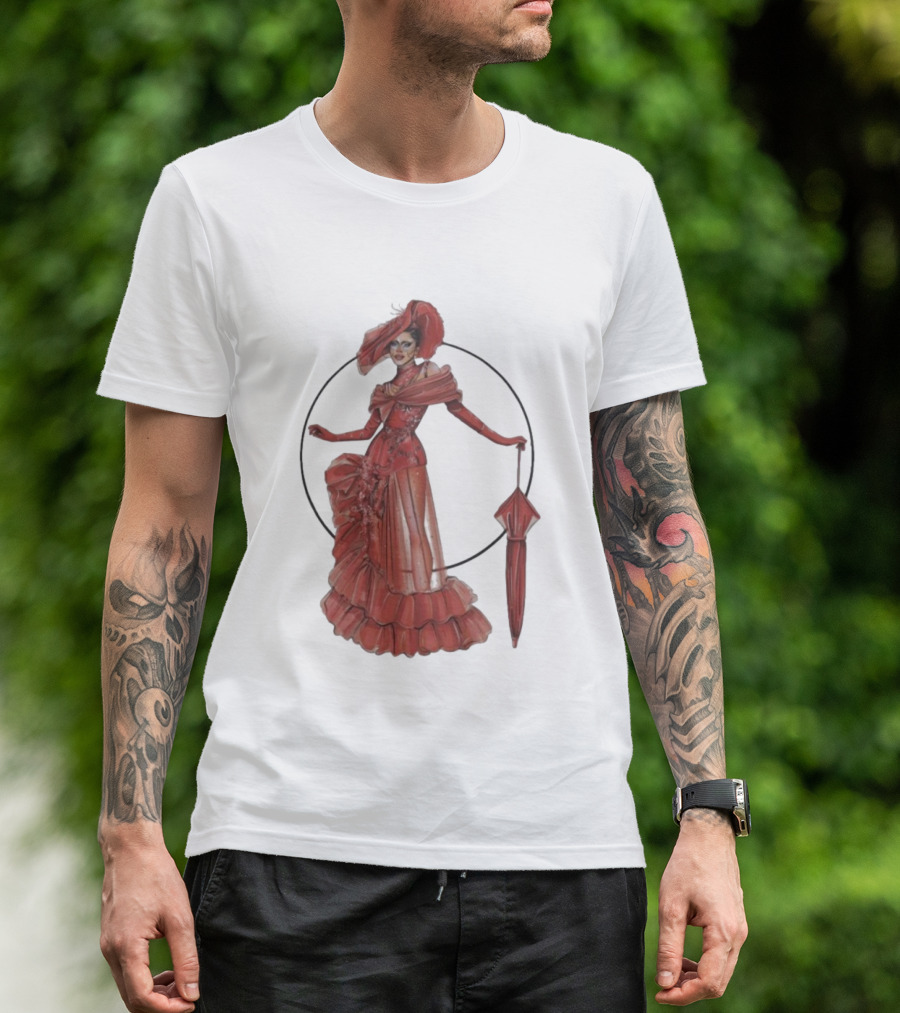 Sasha Colby Parasol Red Gown Elegance T-Shirt