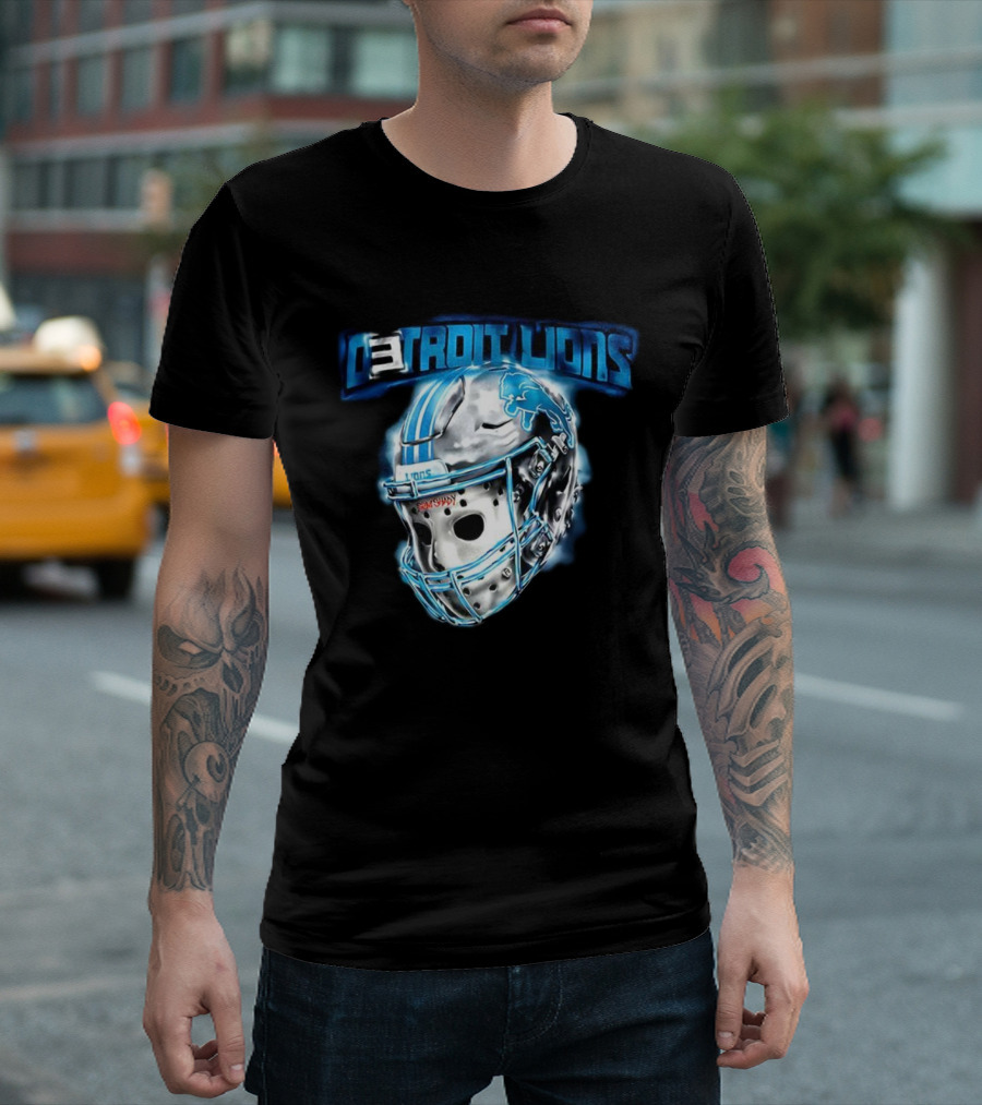 Detroit Lions NFL Detroit Lions Helmet Jason Voorhees Mask T-Shirt
