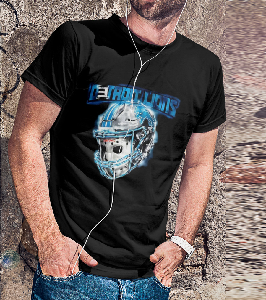 Detroit Lions NFL Detroit Lions Helmet Jason Voorhees Mask T-Shirt