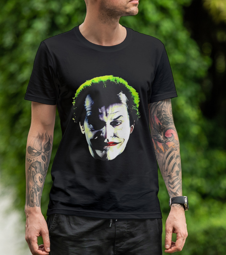 Jack Nicholson Joker Green Hair Batman Villain Face T-Shirt