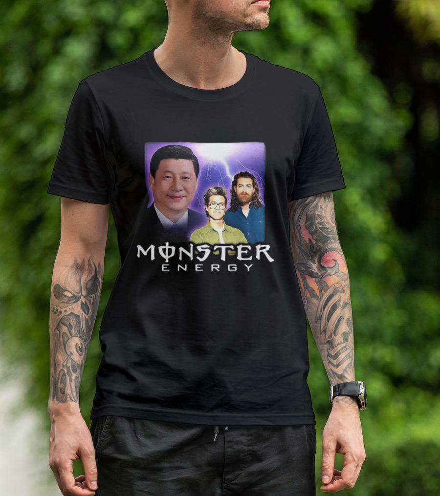Monster Energy Meme With Lightning And Three Figures T-Shirt