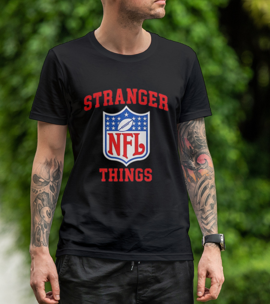 Stranger Things NFL Mashup Collaboration Sports Fans Nostalgia Apparel T-Shirt